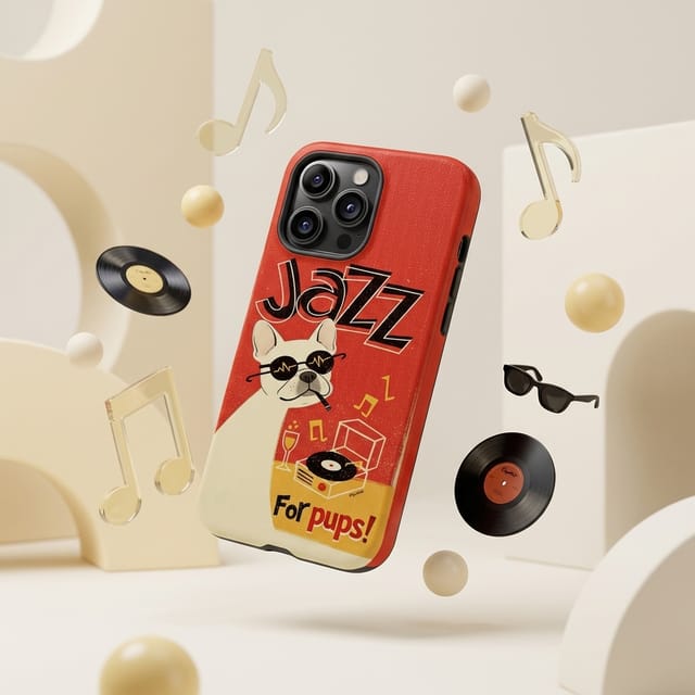 Retro Jazz French Bulldog Shockproof Phone Case for Dog Lovers Birthday Holiday Gifts