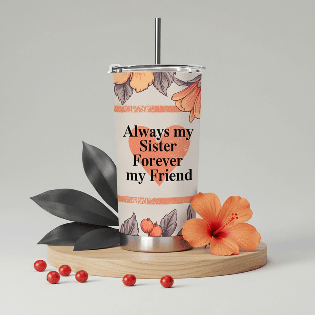 Always My Sister Forever My Friend Stainless Steel Tumbler | Sister Gift for All Occasions