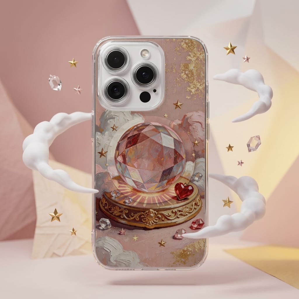 Pink Crystal Ball Clear Magnetic Phone Case for Her Valentine Gift