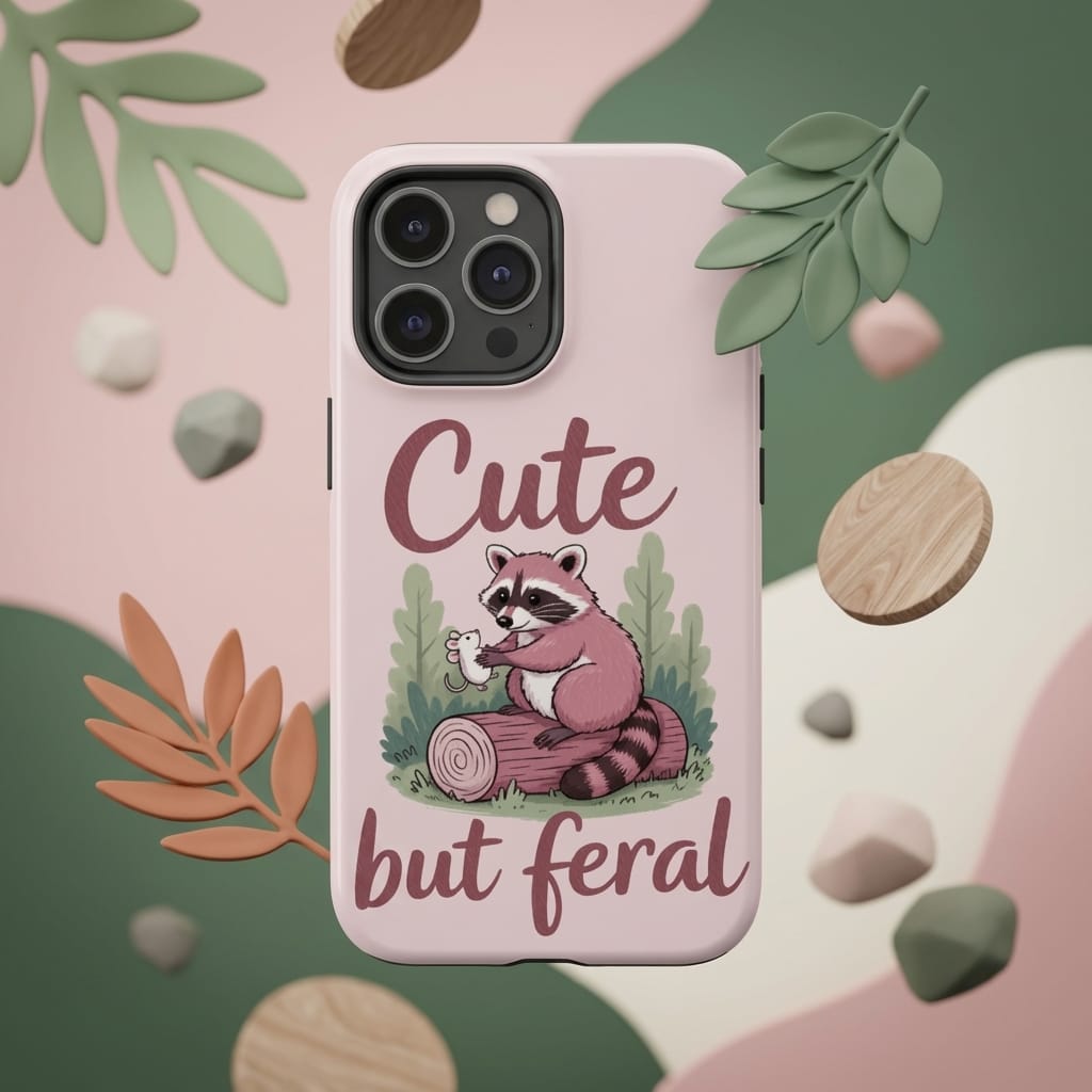 Cute But Feral Raccoon Phone Case for Animal Lovers Gift