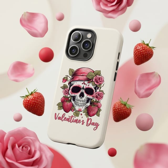 Gothic Skull Rose Magnetic Phone Case for Valentine Gift