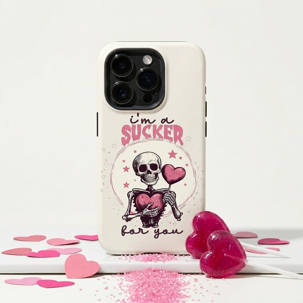 Funny Skeleton Heart Phone Case for Partner Valentine Gift