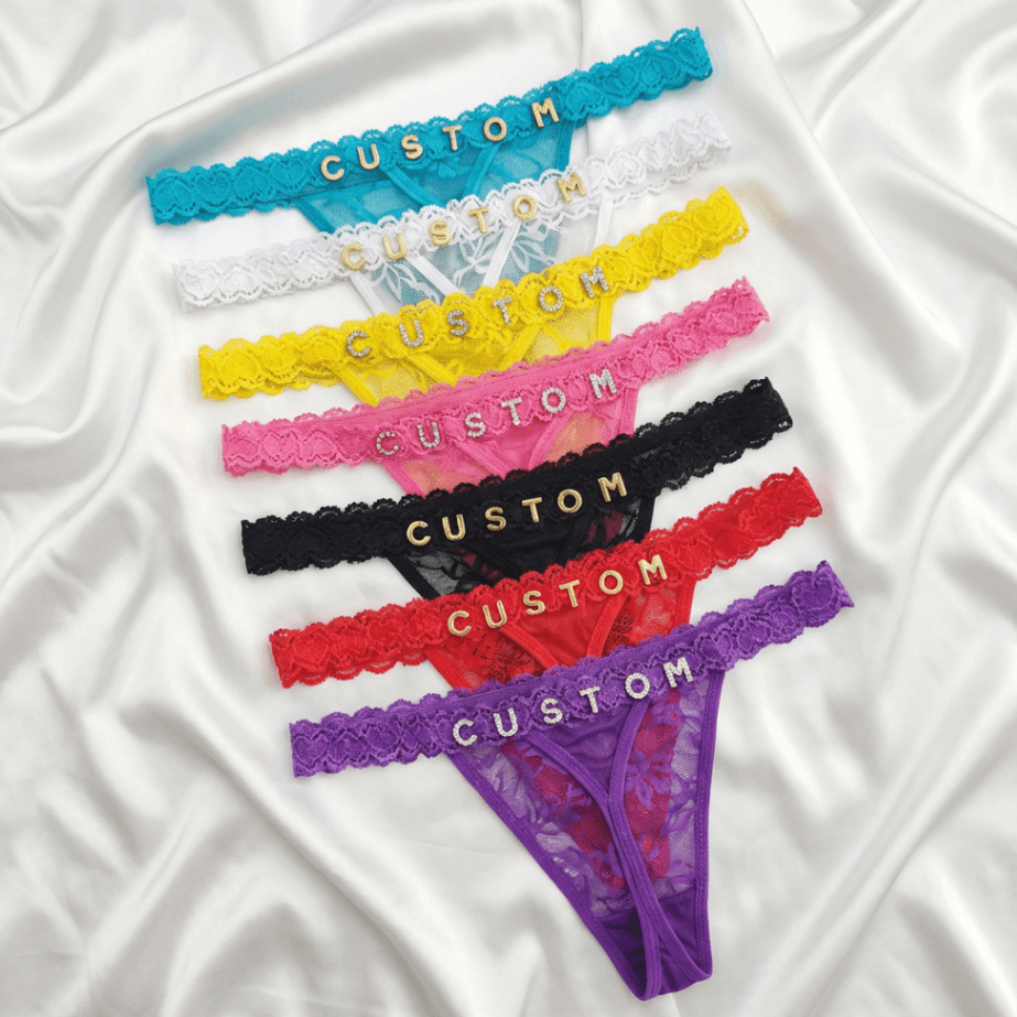 Personalized Letter Lace Thong Lingerie Set – Custom Name Sexy Underwear, Custom Thong, Couple Gift, Gift For Husband, Gift For Boyfriend - Image 4