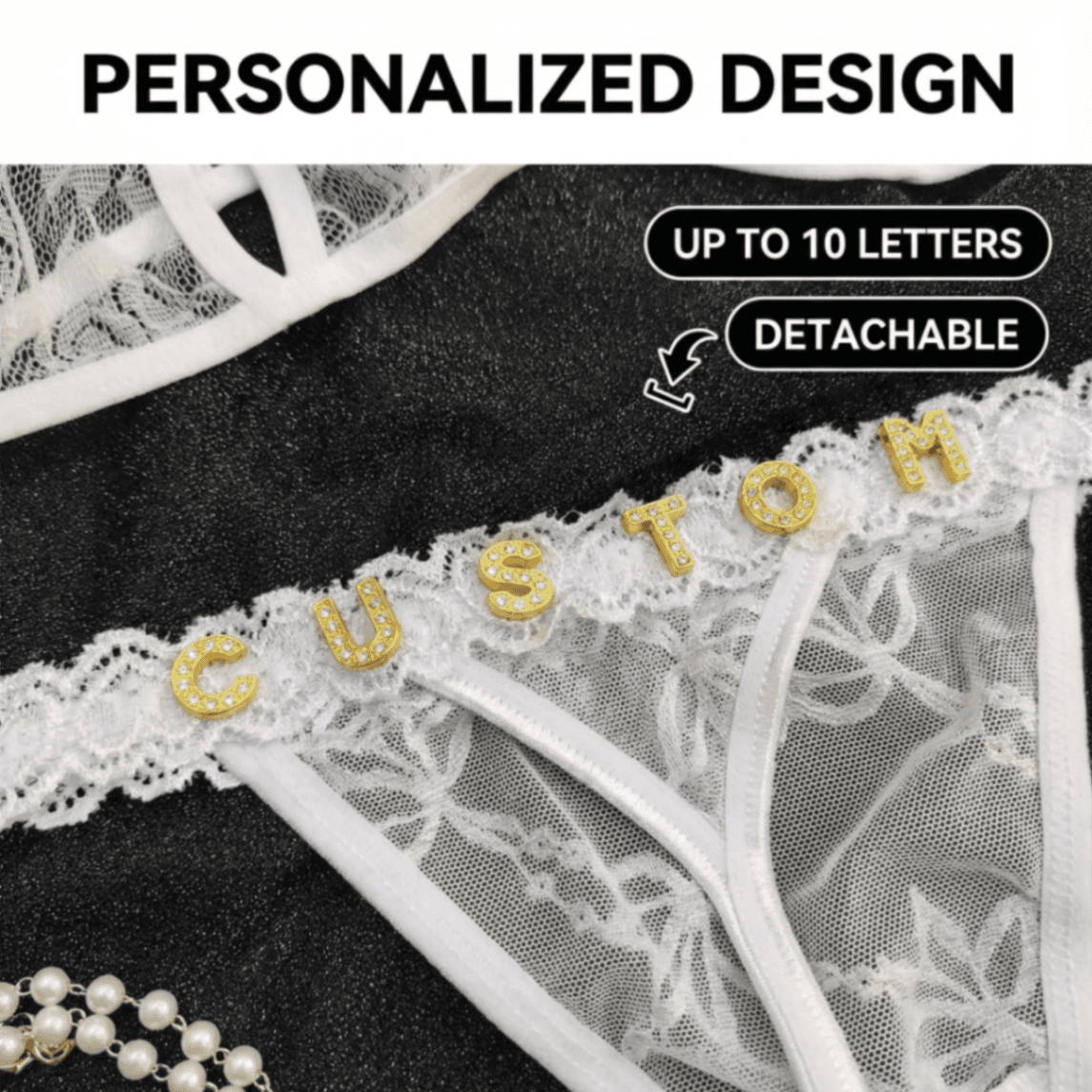 Custom Lingerie Set, Bra and Panty Set, Custom Name Thong, Personalized Thong, Bride Lingerie, Anniversary Gifts for Him - Image 4