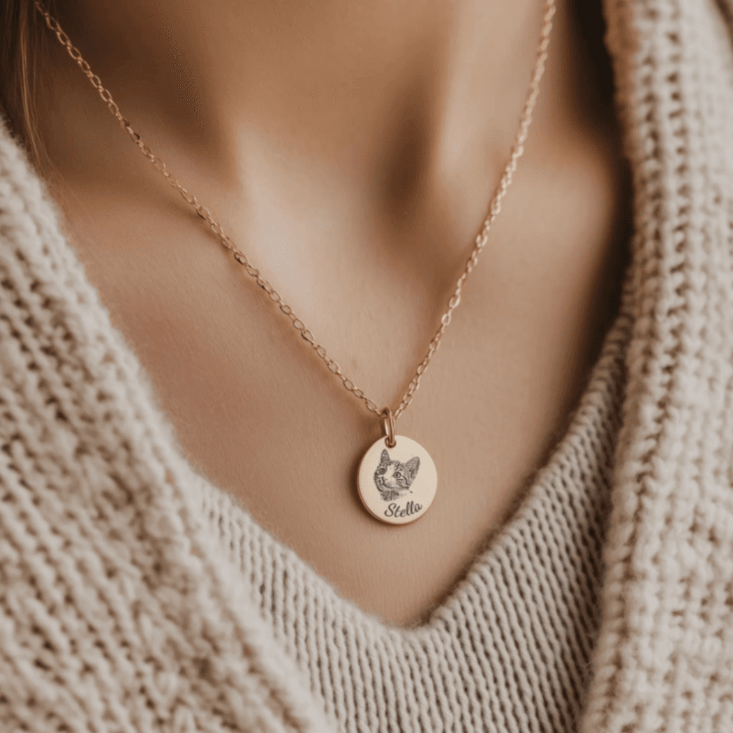 Personalized Pet Portrait Necklace, Custom Laser Engraved Cat Necklace with Photo or Name, Memorial Jewelry Customized Gifts for Dog Mum - Image 3