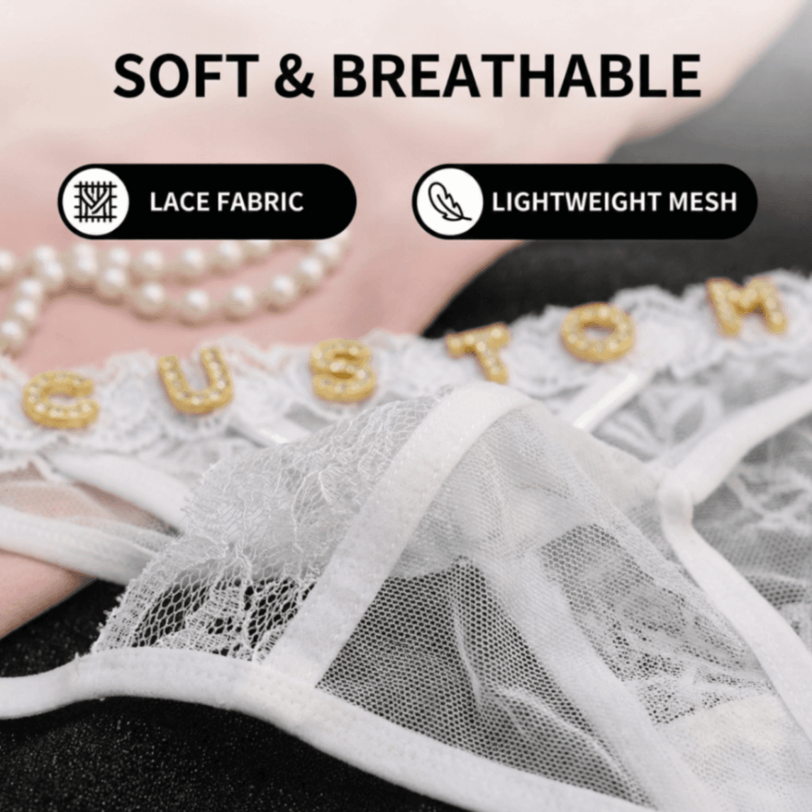 Custom Lingerie Set, Bra and Panty Set, Custom Name Thong, Personalized Thong, Bride Lingerie, Anniversary Gifts for Him - Image 5