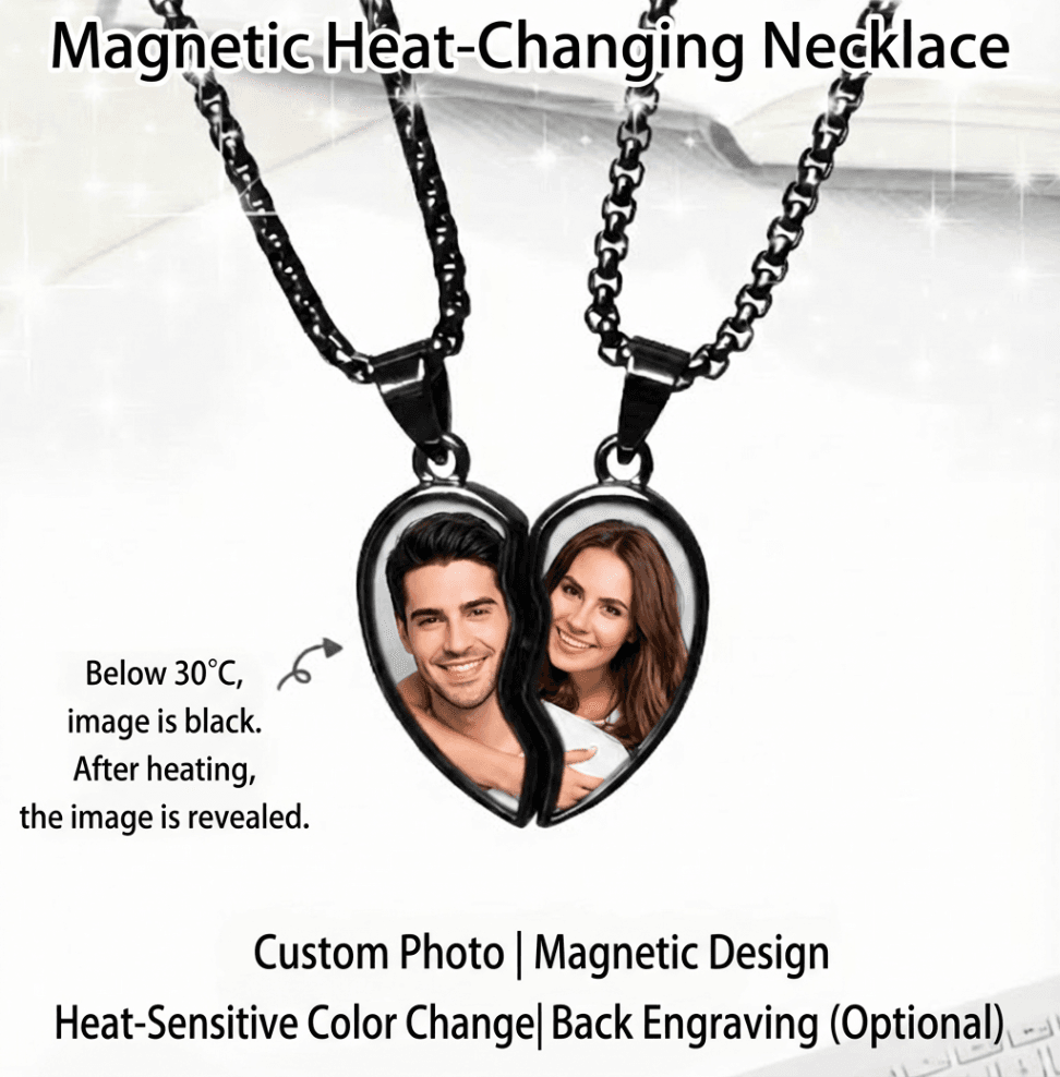 Custom Picture Hidden Picture Heat-Activated Necklace Personalized Photo Magic Necklace Heat Photo Magic Heart Pendant, Hidden Your Photo, Magic Photo Necklace, Perfect Mother's Gift for Women/Men,Personalized Couple Gift - Image 7