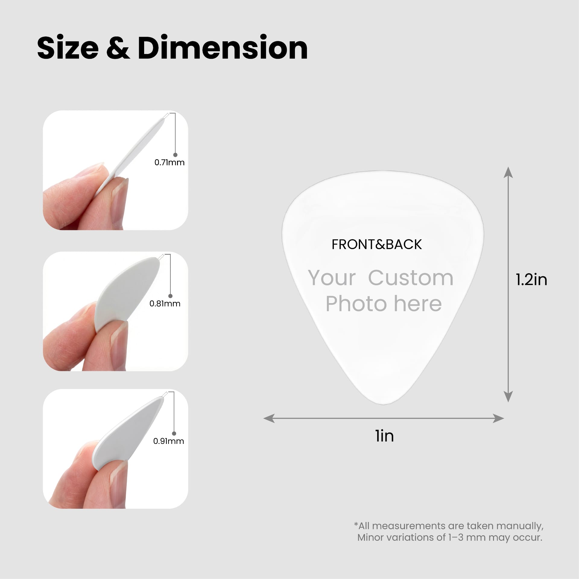 Personalized Custom Guitar Picks (5 Pcs), 3 Thicknesses Optional Custom Photo Print - Image 2
