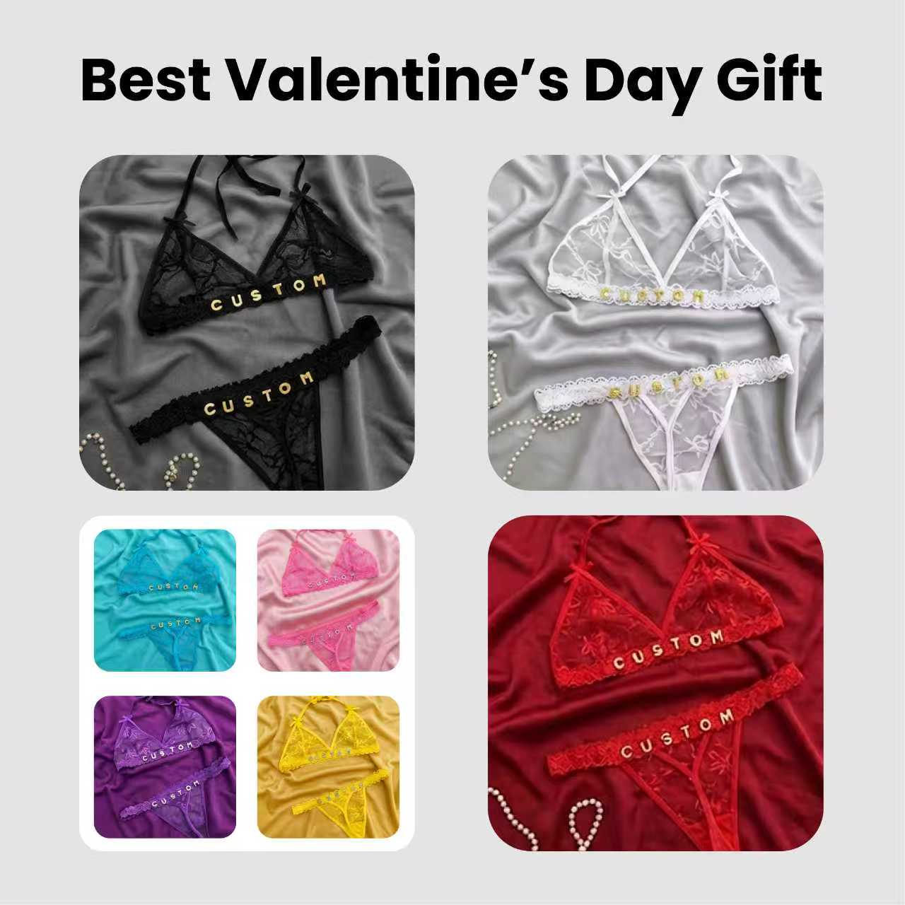 Personalized Letter Lace Thong Lingerie Set – Custom Name Sexy Underwear, Custom Thong, Couple Gift, Gift For Husband, Gift For Boyfriend - Image 3