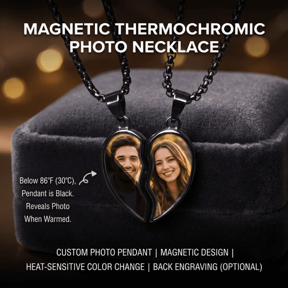 Custom Picture Hidden Picture Heat-Activated Necklace Personalized Photo Magic Necklace Heat Photo Magic Heart Pendant, Hidden Your Photo, Magic Photo Necklace, Perfect Mother's Gift for Women/Men,Personalized Couple Gift - Image 6
