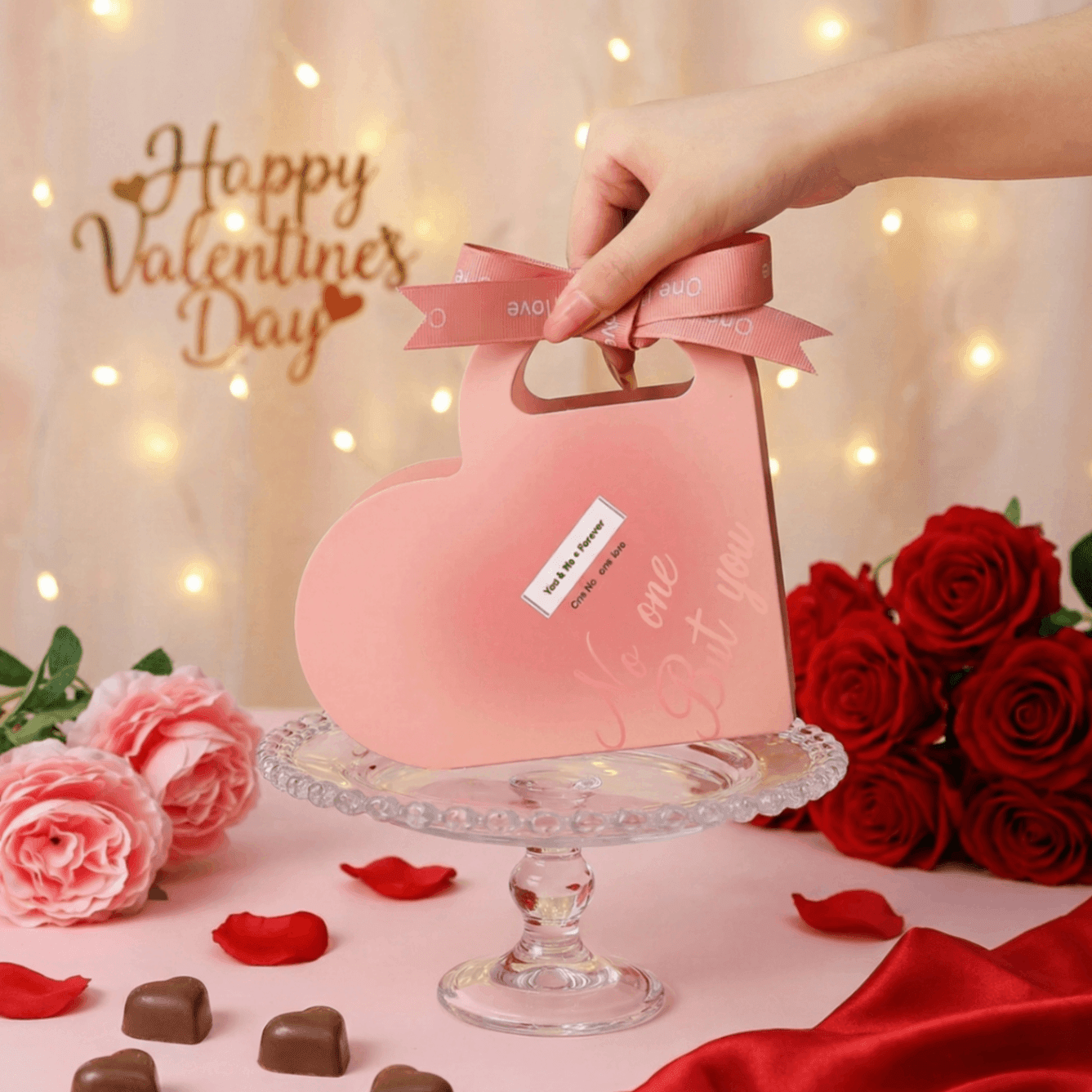 Heart-Shaped Jewelry Gift Box with Ribbon – Premium Packaging for Necklaces, Rings & Bracelets - Image 3