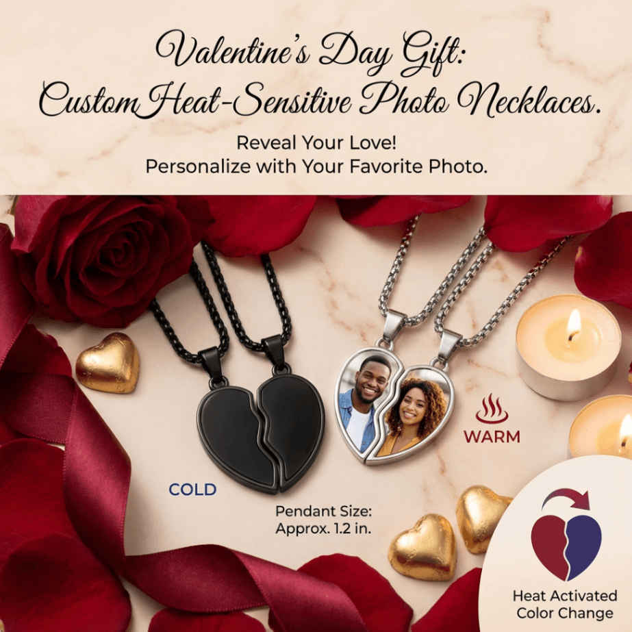 Custom Picture Hidden Picture Heat-Activated Necklace Personalized Photo Magic Necklace Heat Photo Magic Heart Pendant, Hidden Your Photo, Magic Photo Necklace, Perfect Mother's Gift for Women/Men,Personalized Couple Gift - Image 4