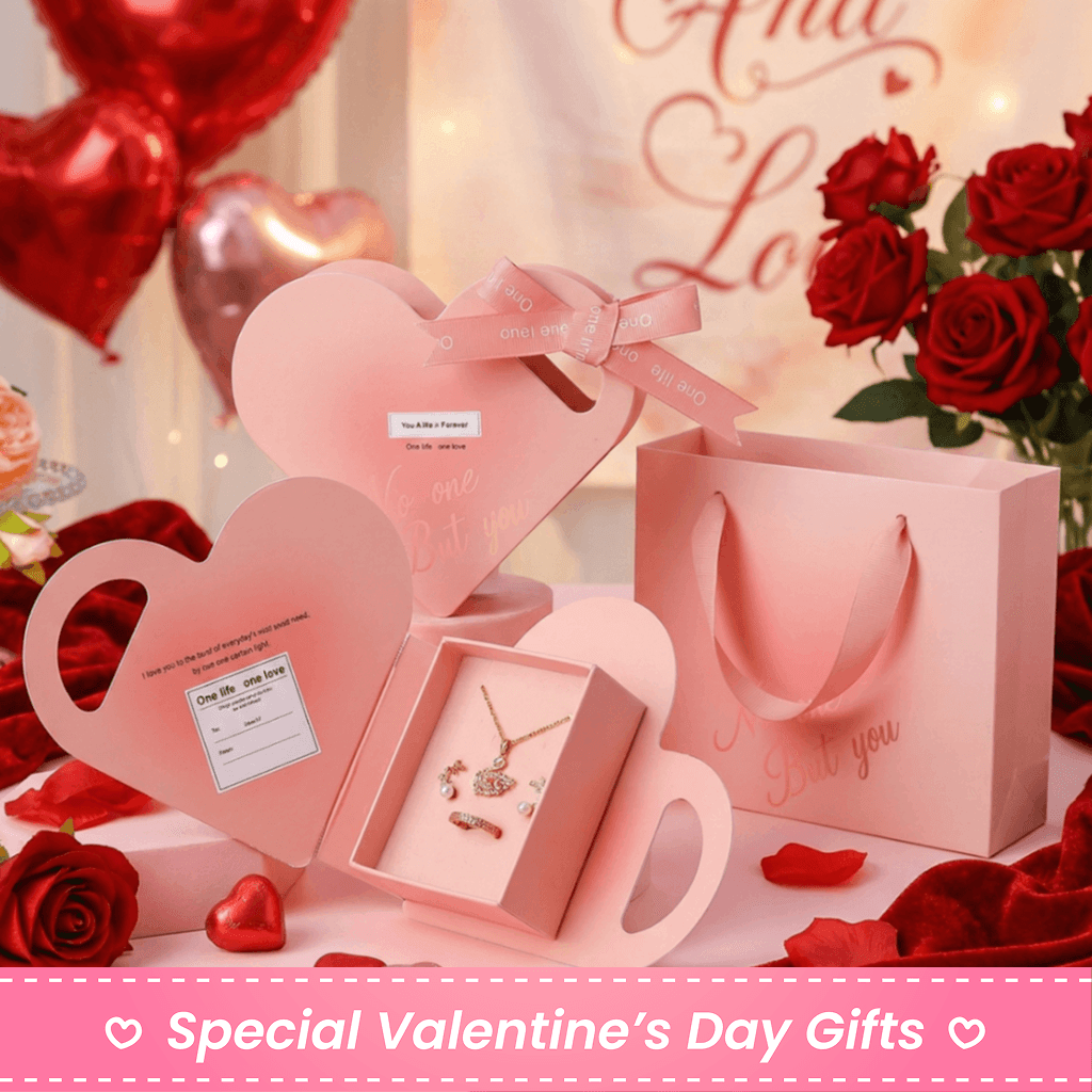 Heart-Shaped Jewelry Gift Box with Ribbon – Premium Packaging for Necklaces, Rings & Bracelets - Image 1