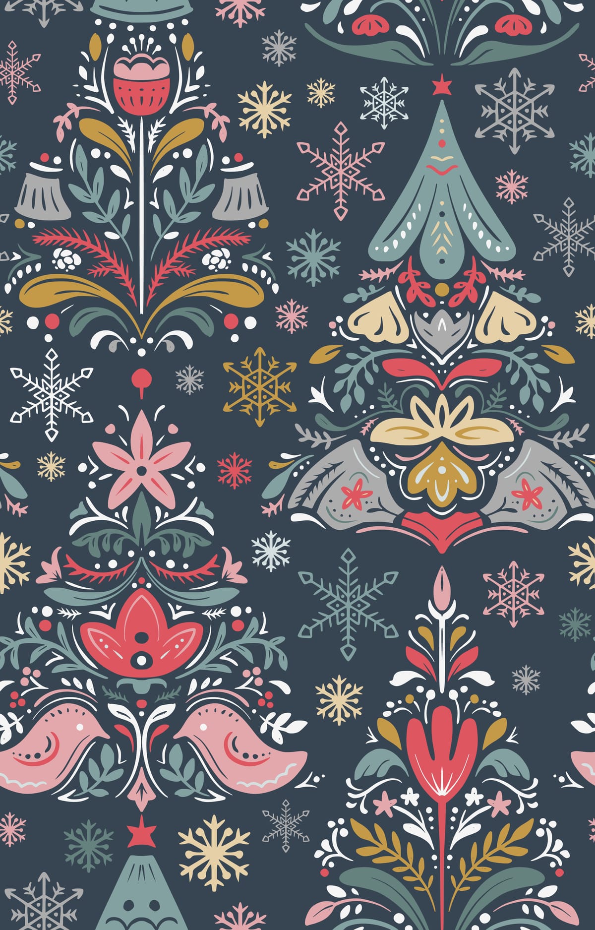 Folk-Style Christmas Tree Pattern2