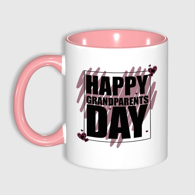 Happy Grandparents Day Pink Ceramic Mug for Grandparents Gift