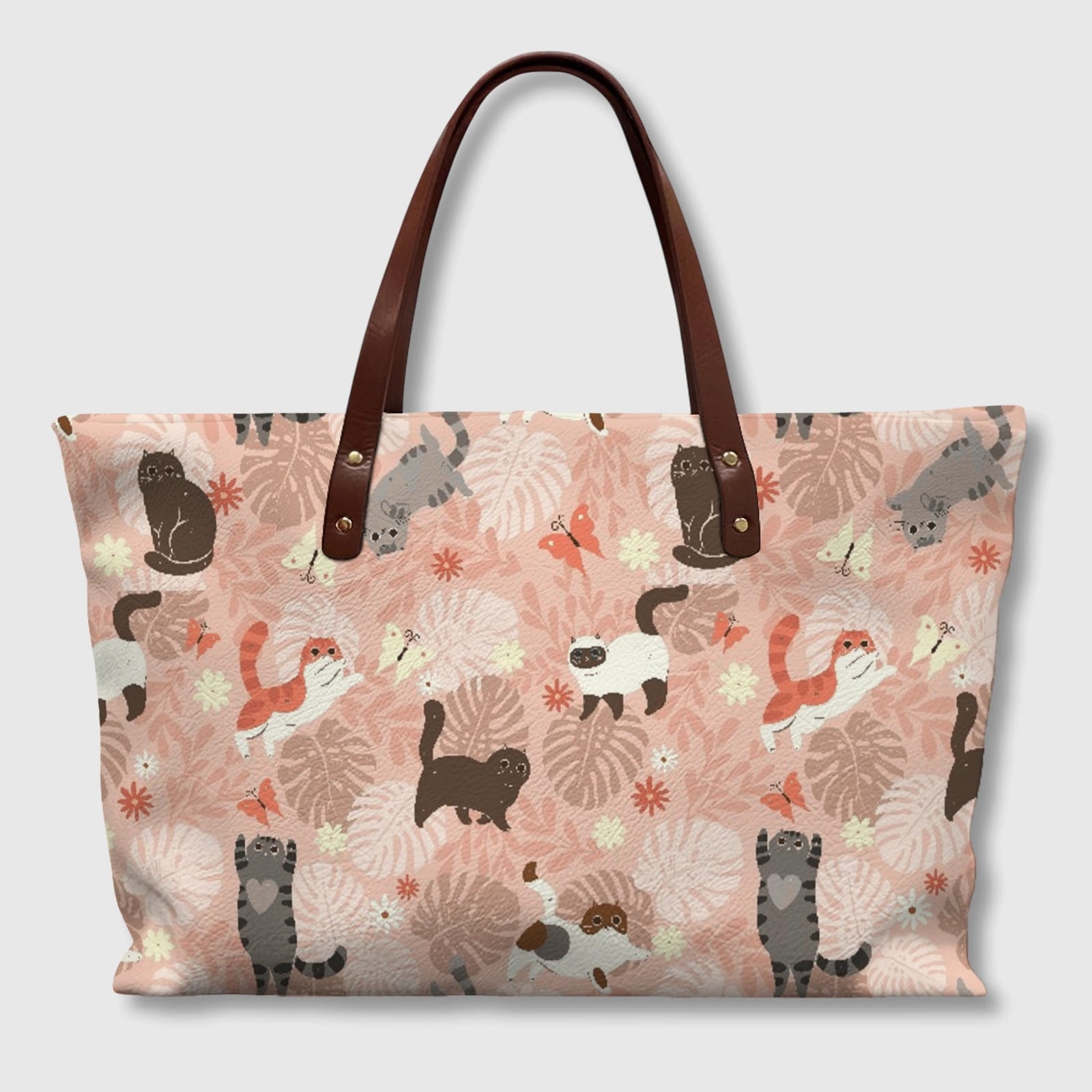Cute Cat Print Tote Bag for Cat Lovers Daily Use