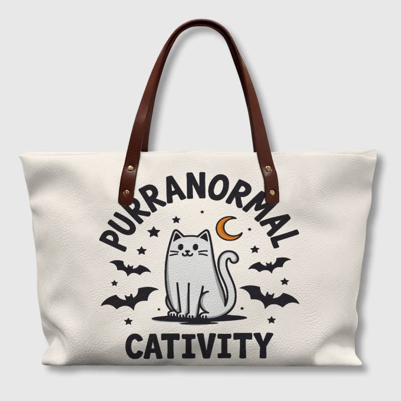 Purranormal Cat Halloween Tote Bag for Pet Lovers
