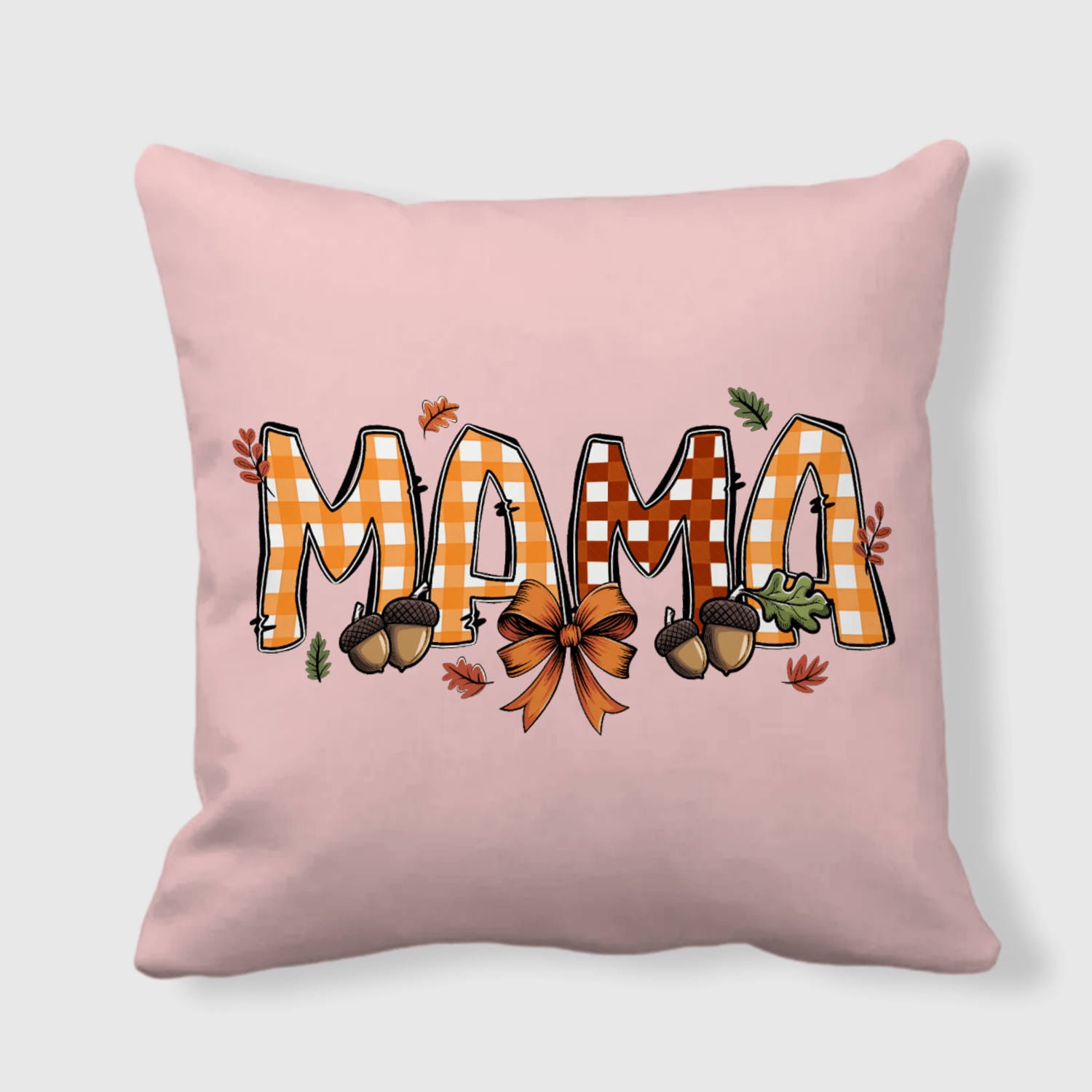 Fall Plaid MAMA Throw Pillow for Mom Thanksgiving Decor
