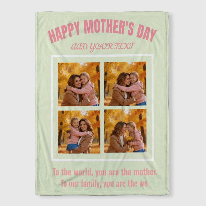 Custom Photo Collage Fleece Blanket for Mom Mother's Day Gift