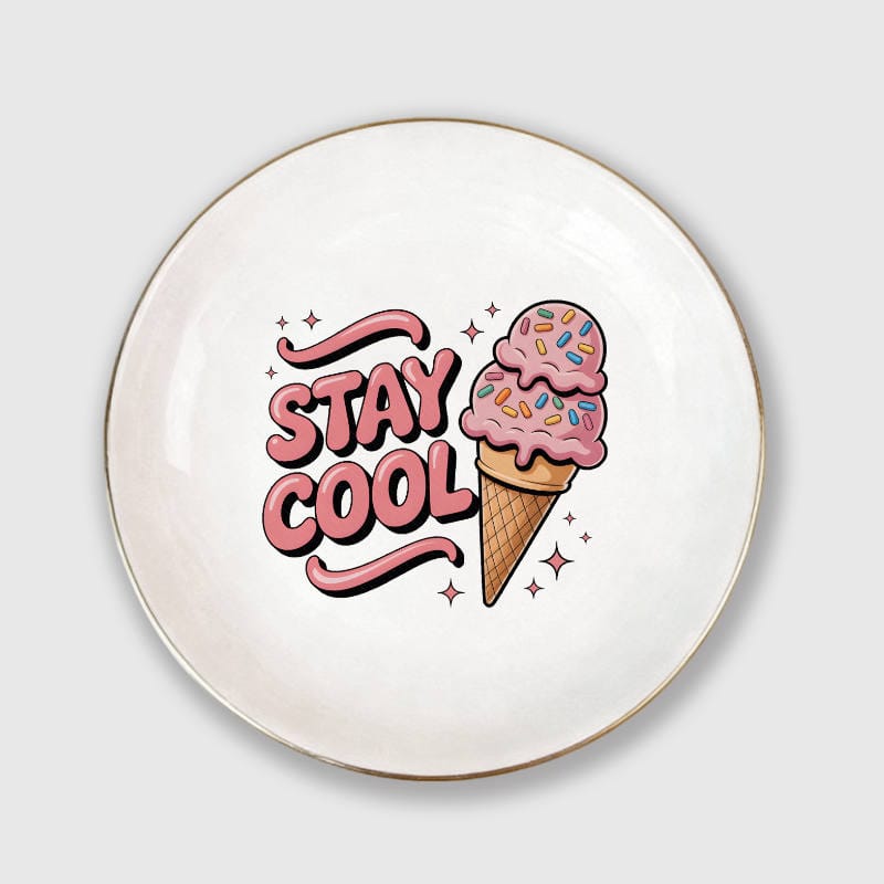 Stay Cool Ice Cream Ceramic Jewelry Tray for Summer Gifts