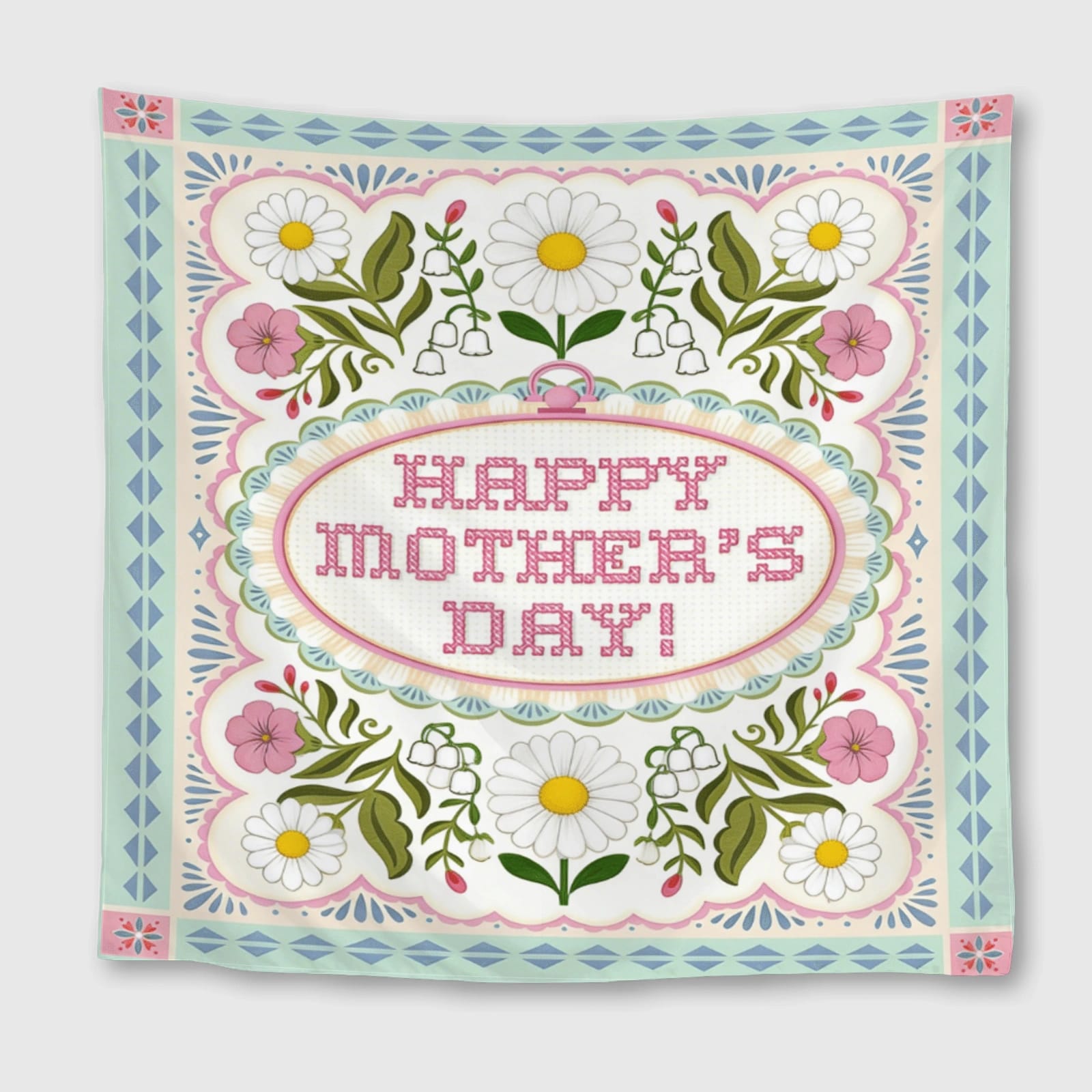 Floral Happy Mother's Day Towel for Mom Gift