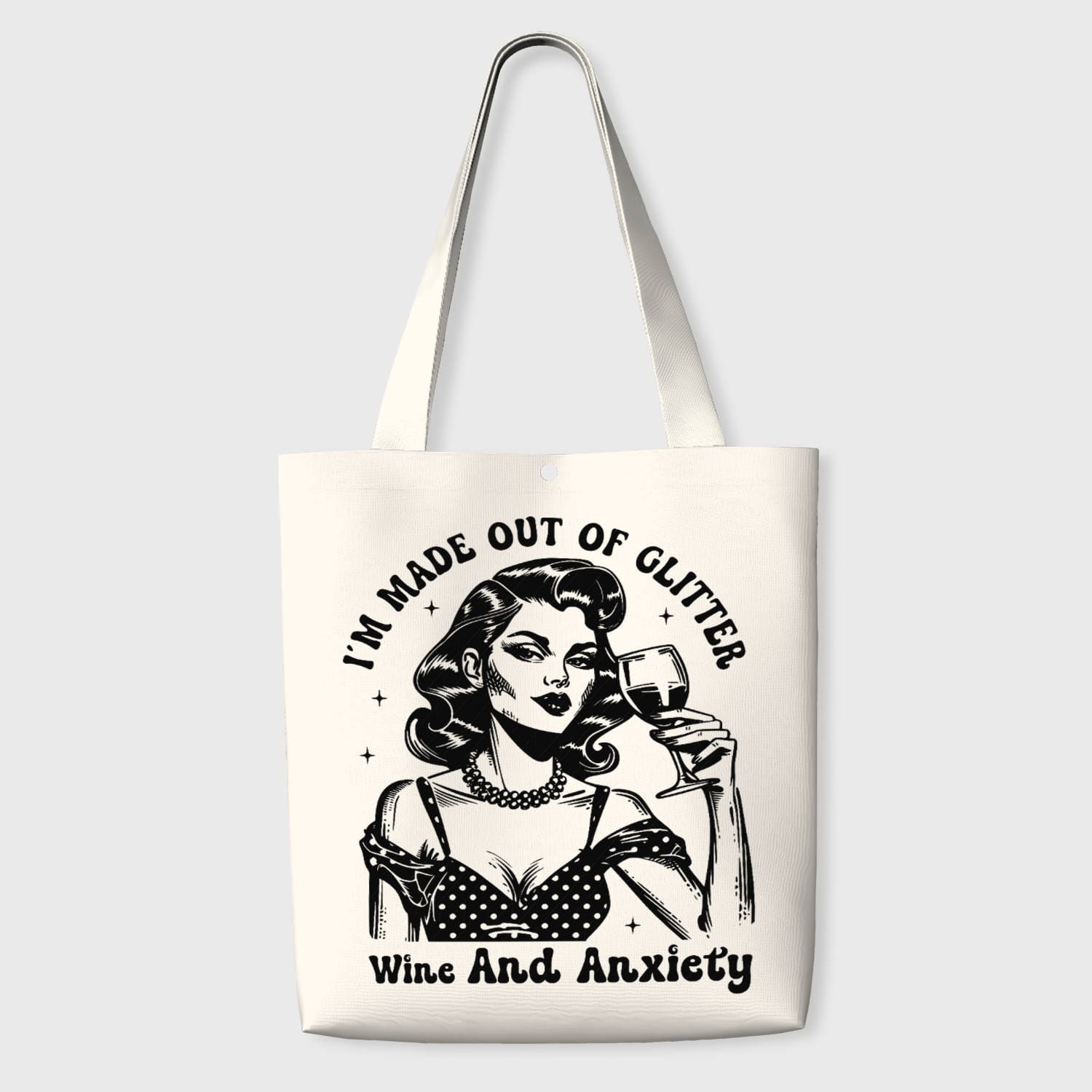 Funny Retro Wine Quote Tote Bag for Women Daily Use Gift