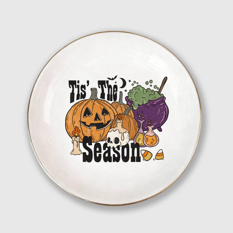 Tis' The Season Halloween Ceramic Trinket Tray for Fall Gifts