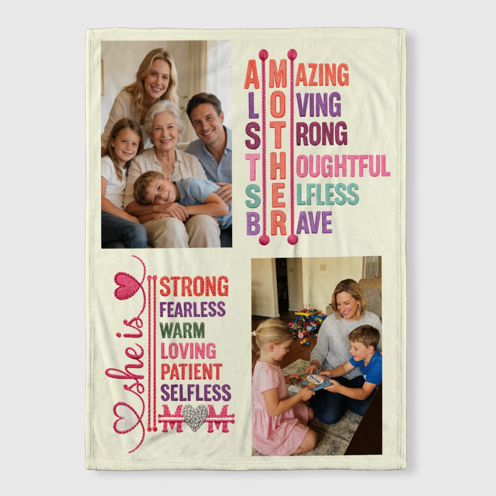 Custom Photo Mom Quote Fleece Blanket for Mother's Day Gift