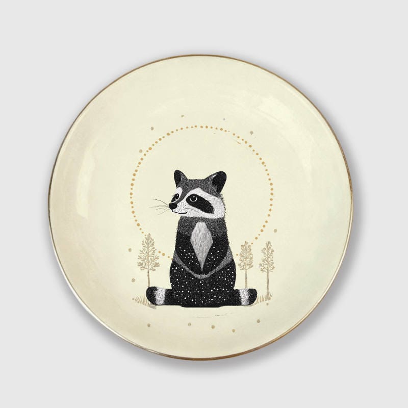 Cute Raccoon Ceramic Trinket Dish for Animal Lovers Gifts