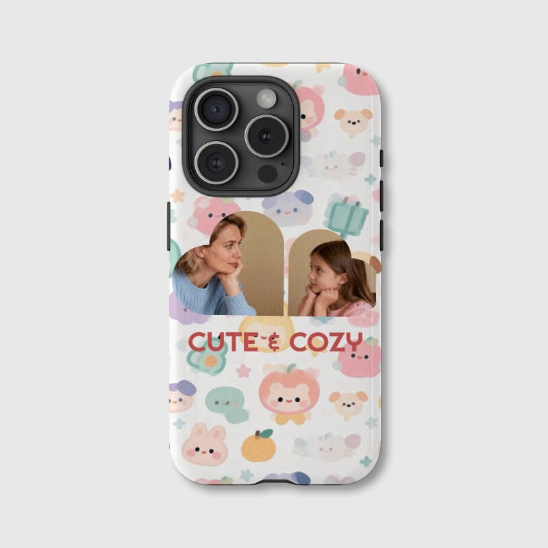 Custom Dual Photo Heart Kawaii MagSafe Phone Case for Mom Gift