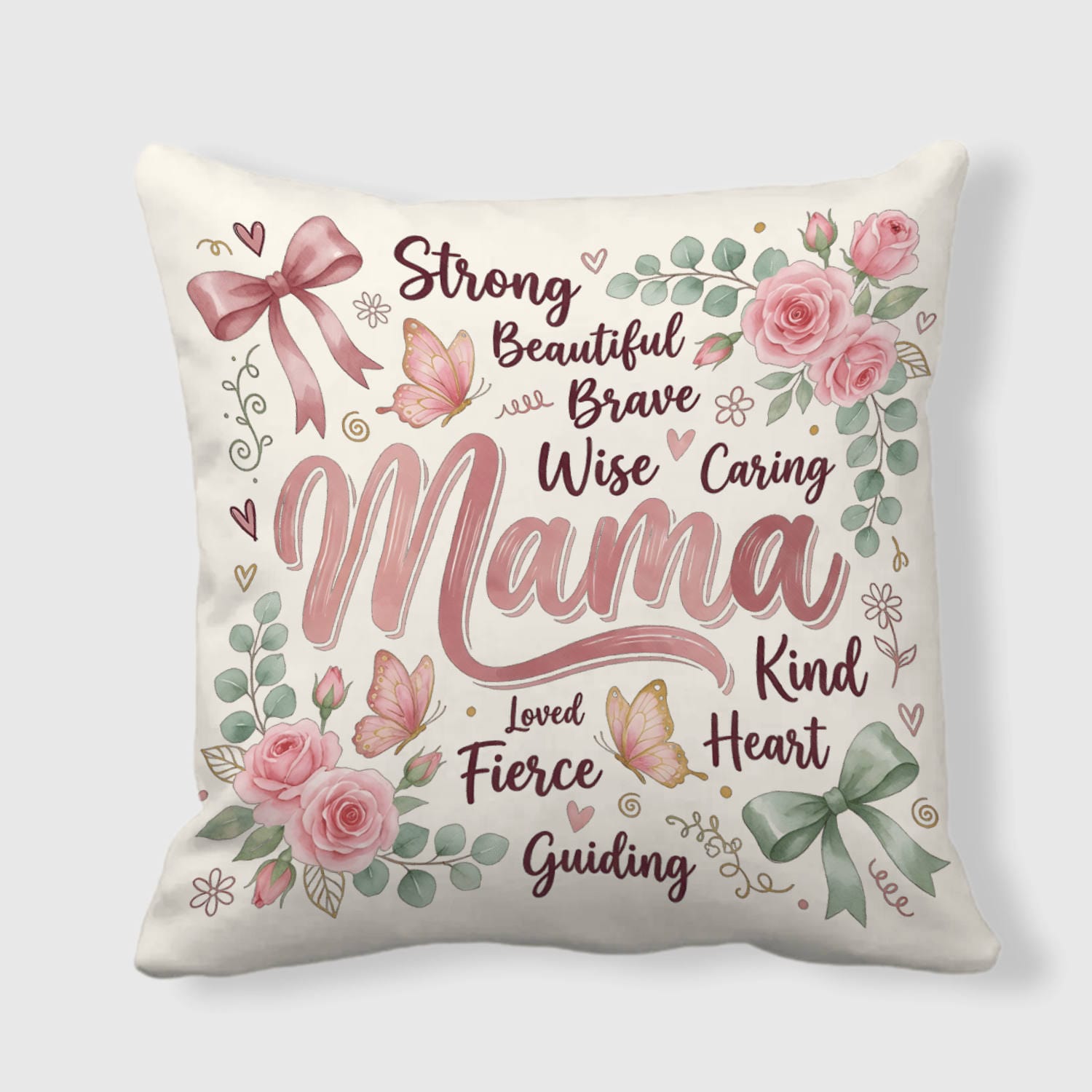 Floral Mama Quote Throw Pillow for Mom Mother's Day Gift