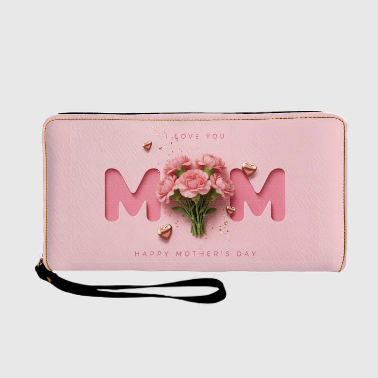 Pink Floral MOM Wristlet Wallet for Mom Mother's Day Gift