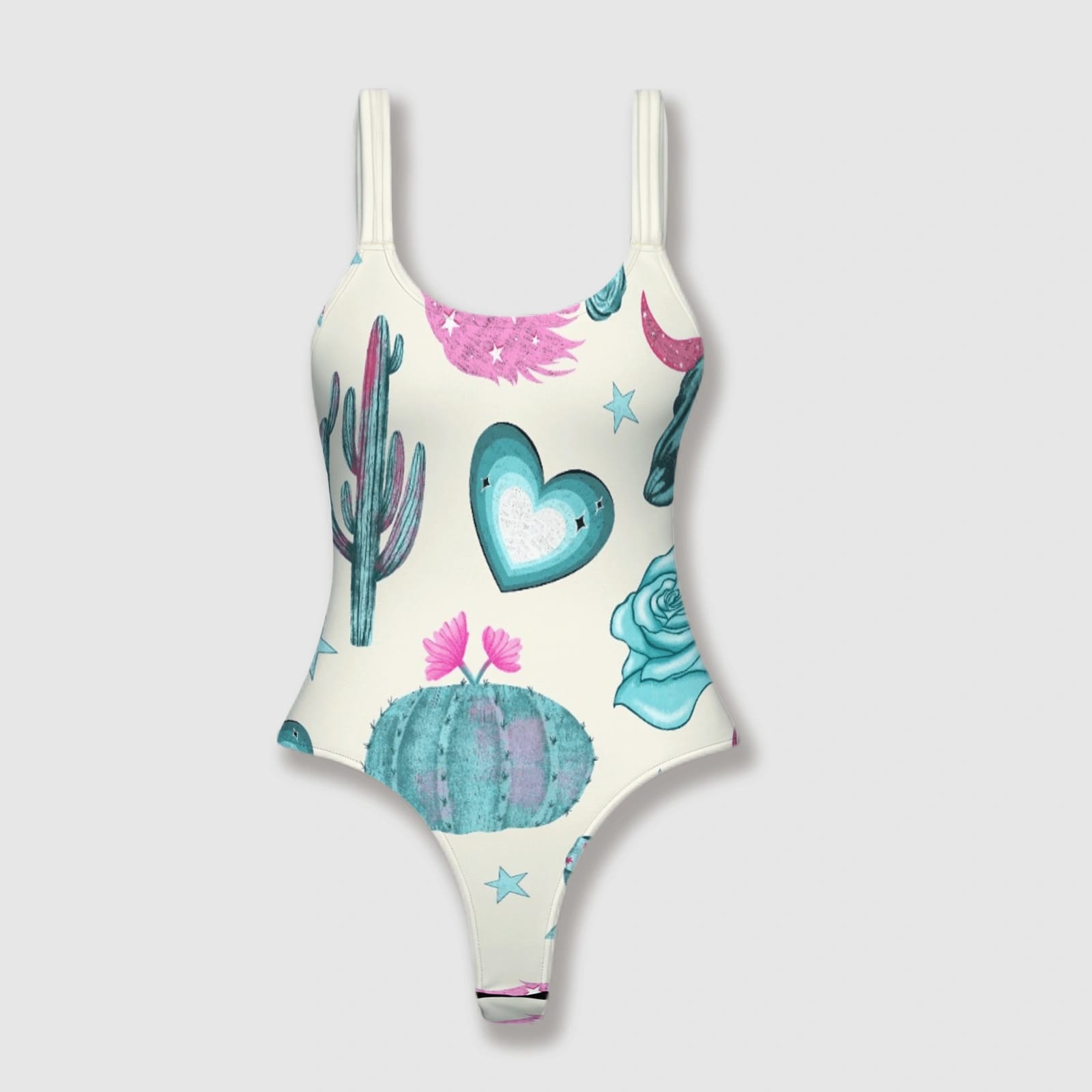 Cactus Heart One Piece Swimsuit for Women Beach Days