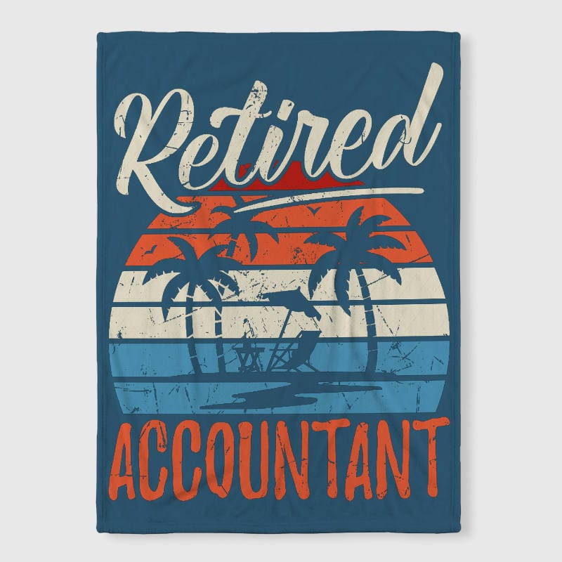 Retro Beach Retired Accountant Fleece Blanket Gift