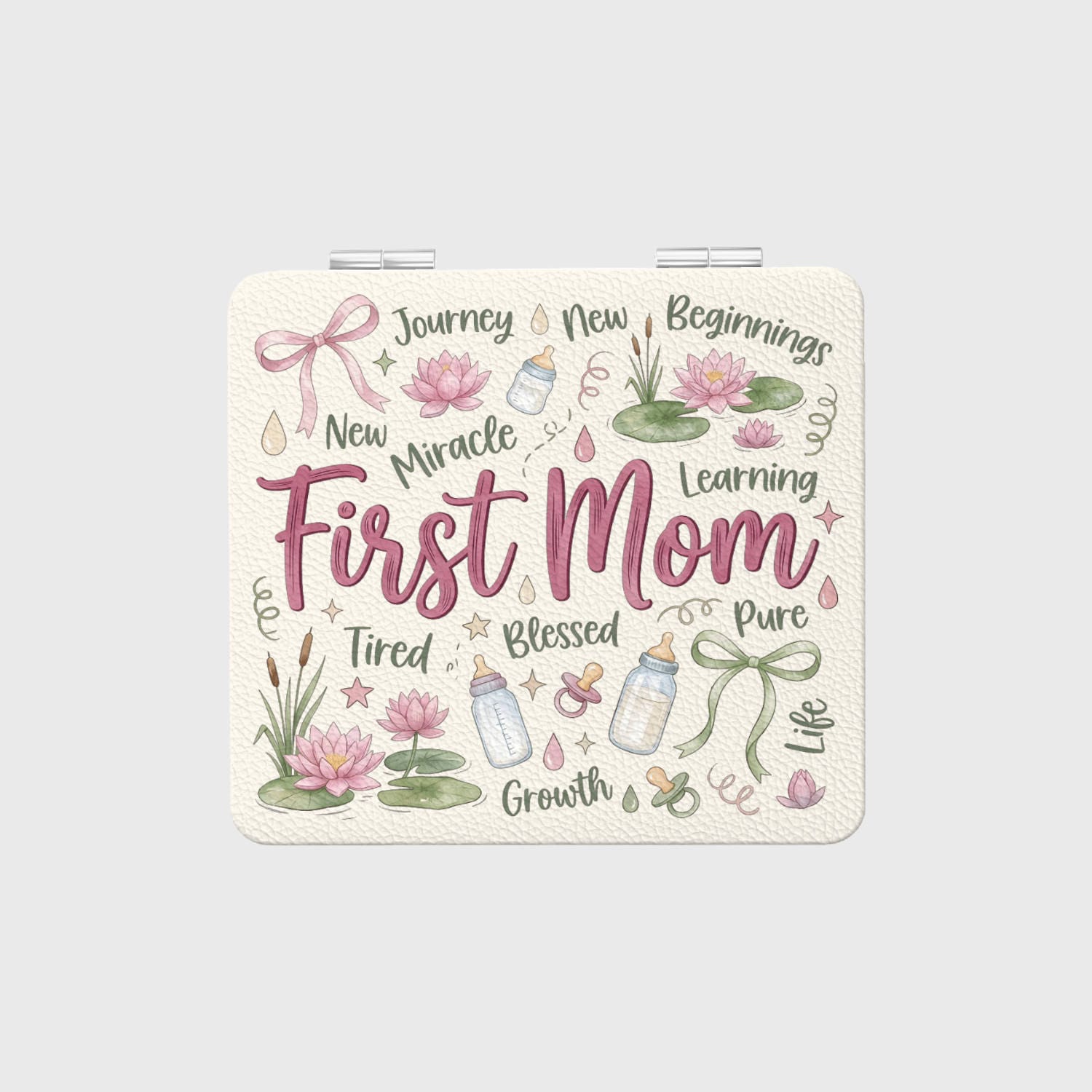 Watercolor Lotus Pocket Mirror for First Mom Mother's Day Gift