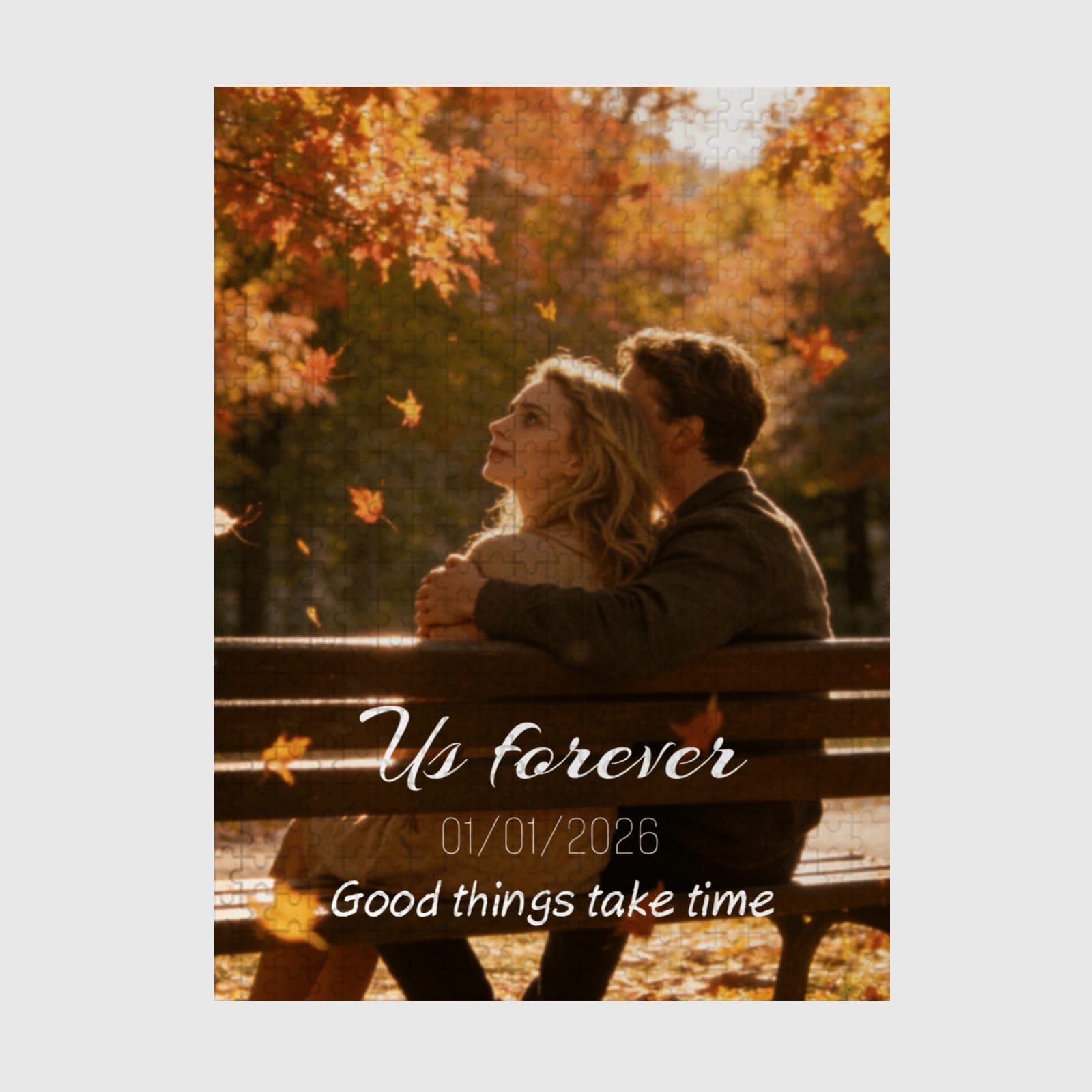 Custom Romantic Autumn Photo 500 Piece Puzzle for Couple Anniversary