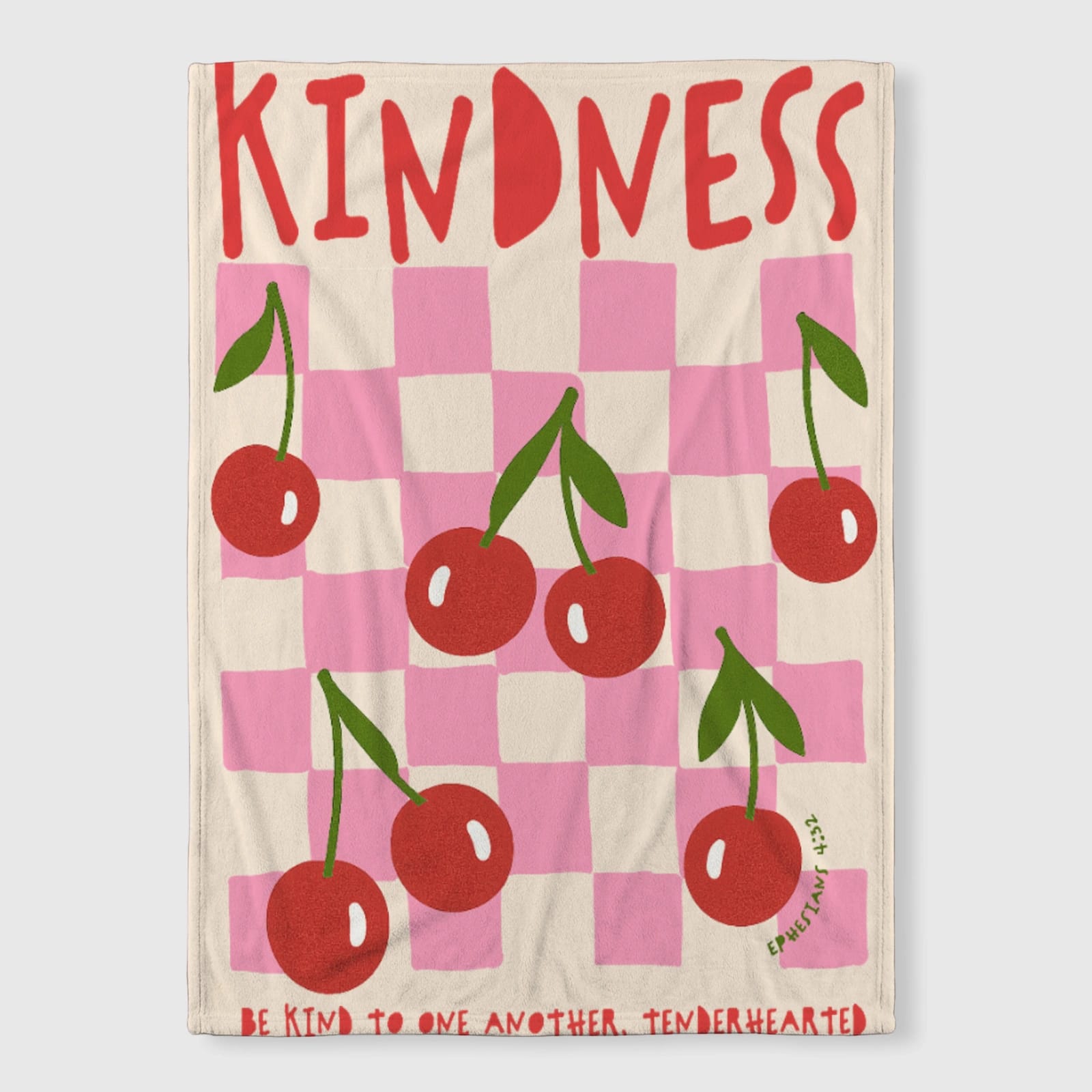 Cherry Kindness Checkered Fleece Blanket for Home & Gifting