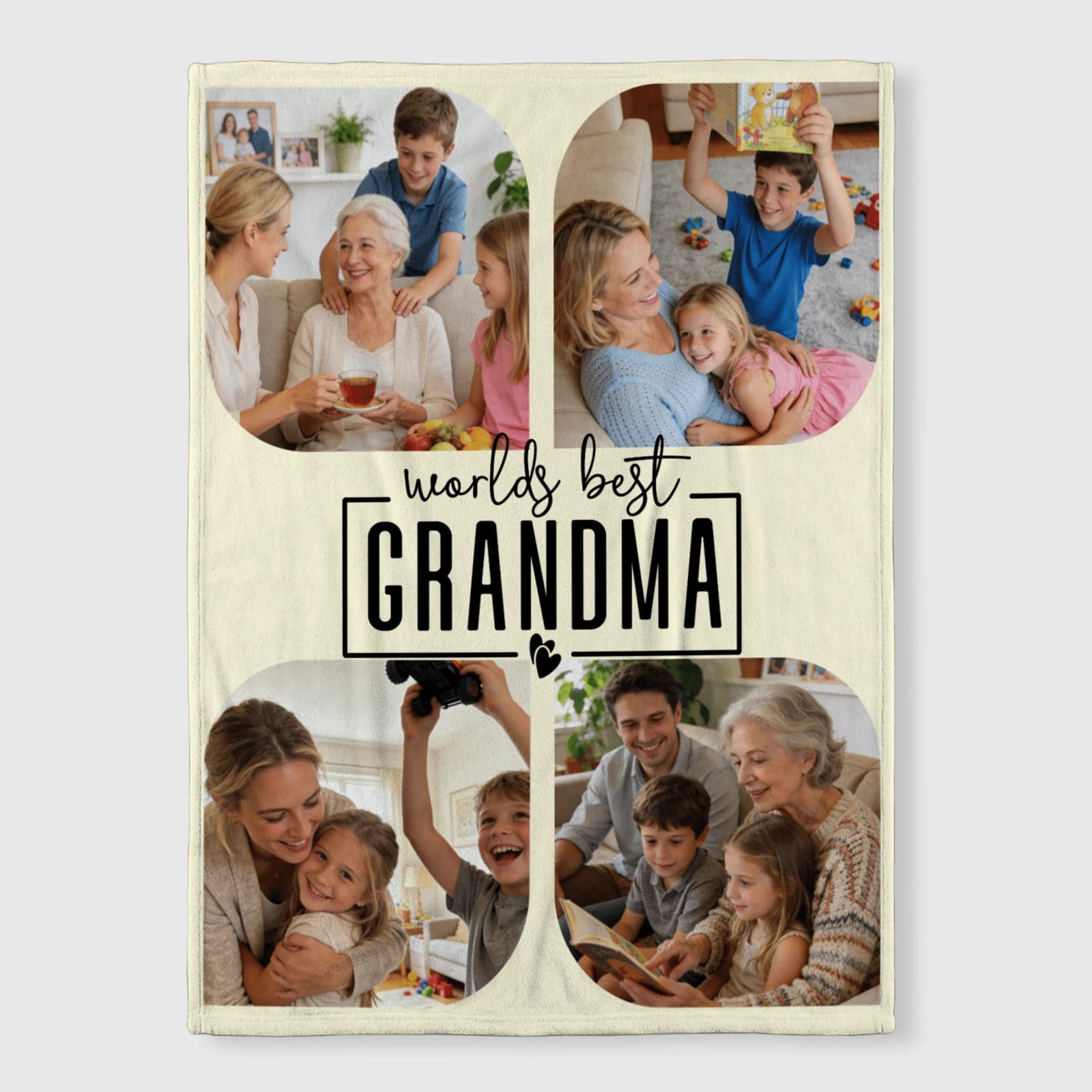 Custom Photo Collage Fleece Blanket for Grandma Gift