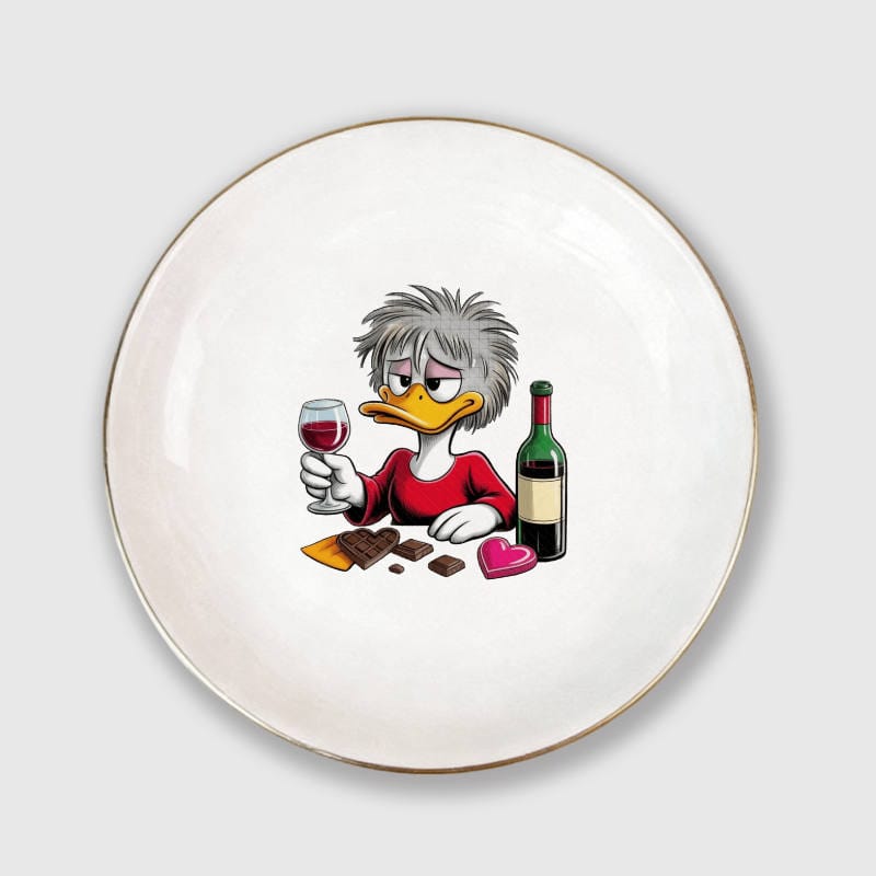 Funny Wine Duck Ceramic Jewelry Tray Valentine Gift for Her
