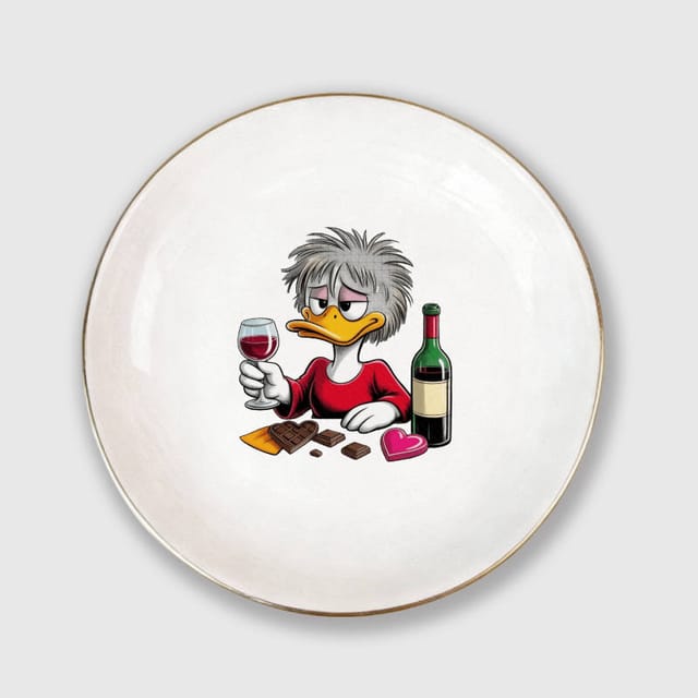 Funny Wine Duck Ceramic Jewelry Tray Valentine Gift for Her