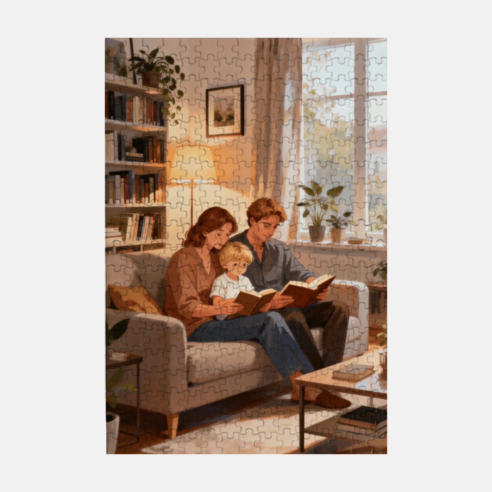 Cozy Family Reading Custom Photo Jigsaw Puzzle for Family Gifts