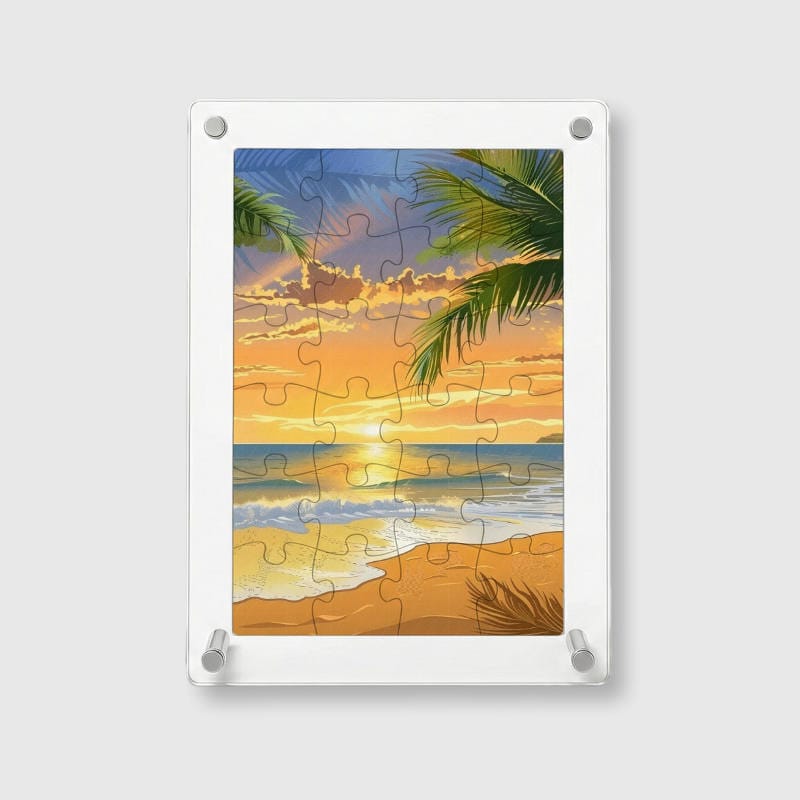 Tropical Sunset Acrylic Puzzle for Beach Lovers Gift