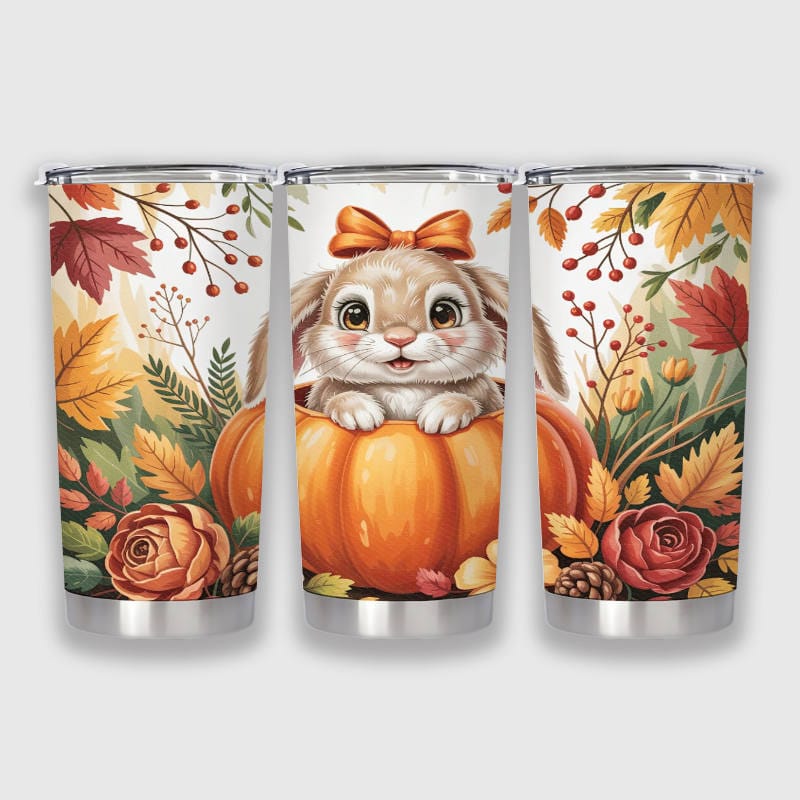 Cute Fall Bunny Pumpkin 20oz Tumbler for Rabbit Lovers Thanksgiving