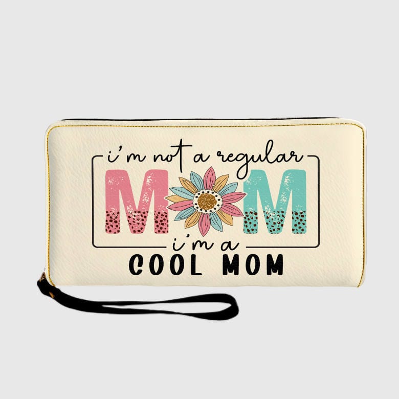 Cool Mom Floral Quote Zip Wristlet Wallet for Mom Gifts