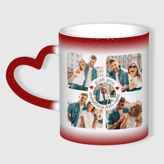 Starry Sky Color Changing Mug Red, 11 ozďźGalaxy Heat Sensitive Magic Coffee Cup, Night Sky Thermochromic Mug Gift for Tea & Coffee Lovers