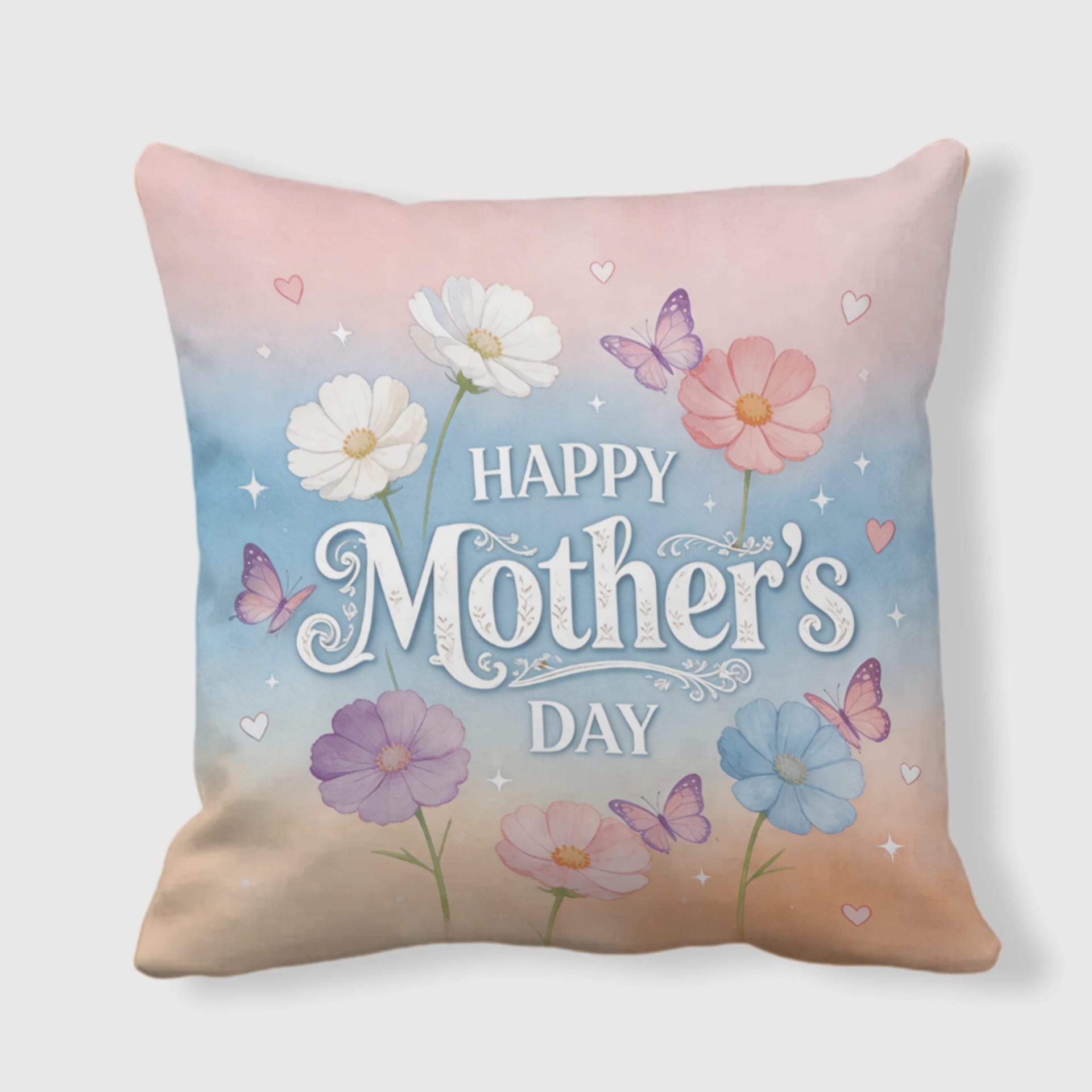 Floral Happy Mother's Day Throw Pillow for Mom Gift