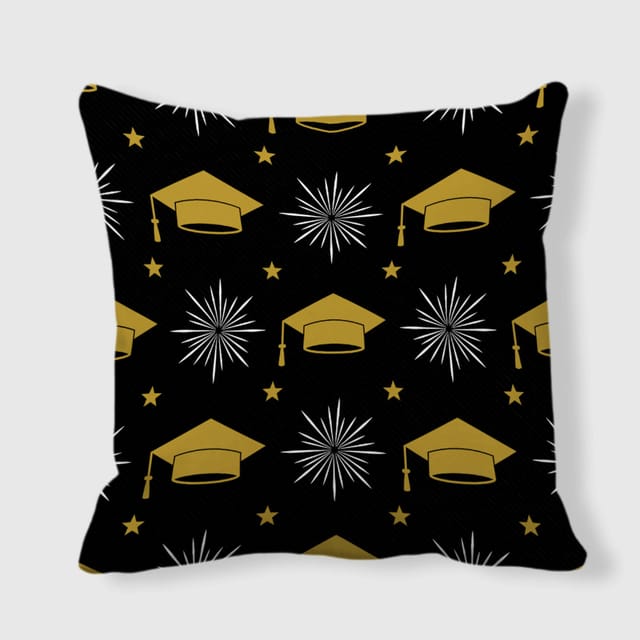 Gold Grad Cap Throw Pillow for Grads Graduation Gift