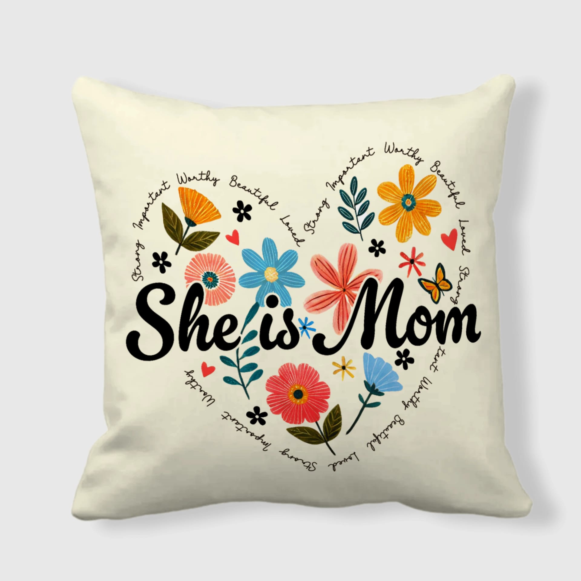 Floral Quote Satin Throw Pillow for Mom Mother's Day Gift