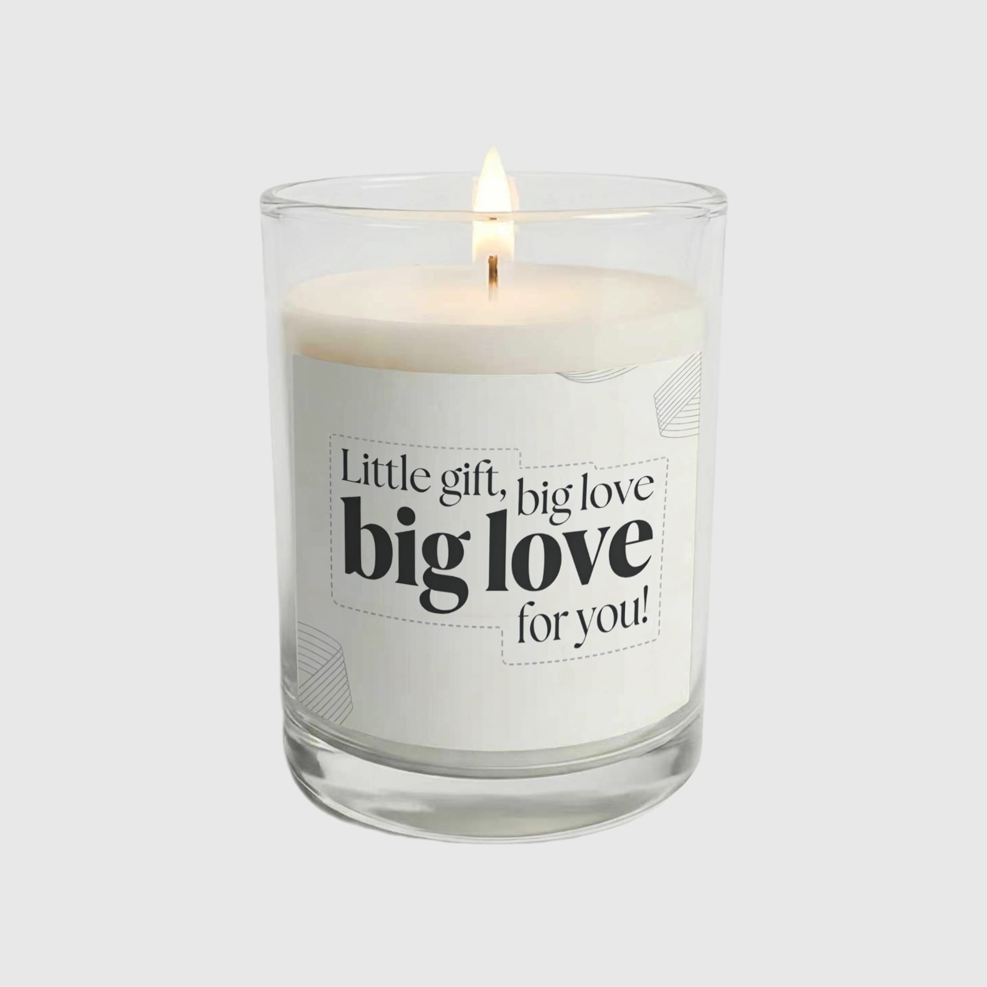 Minimalist Big Love Quote Glass Jar Candle for Thoughtful Gifts