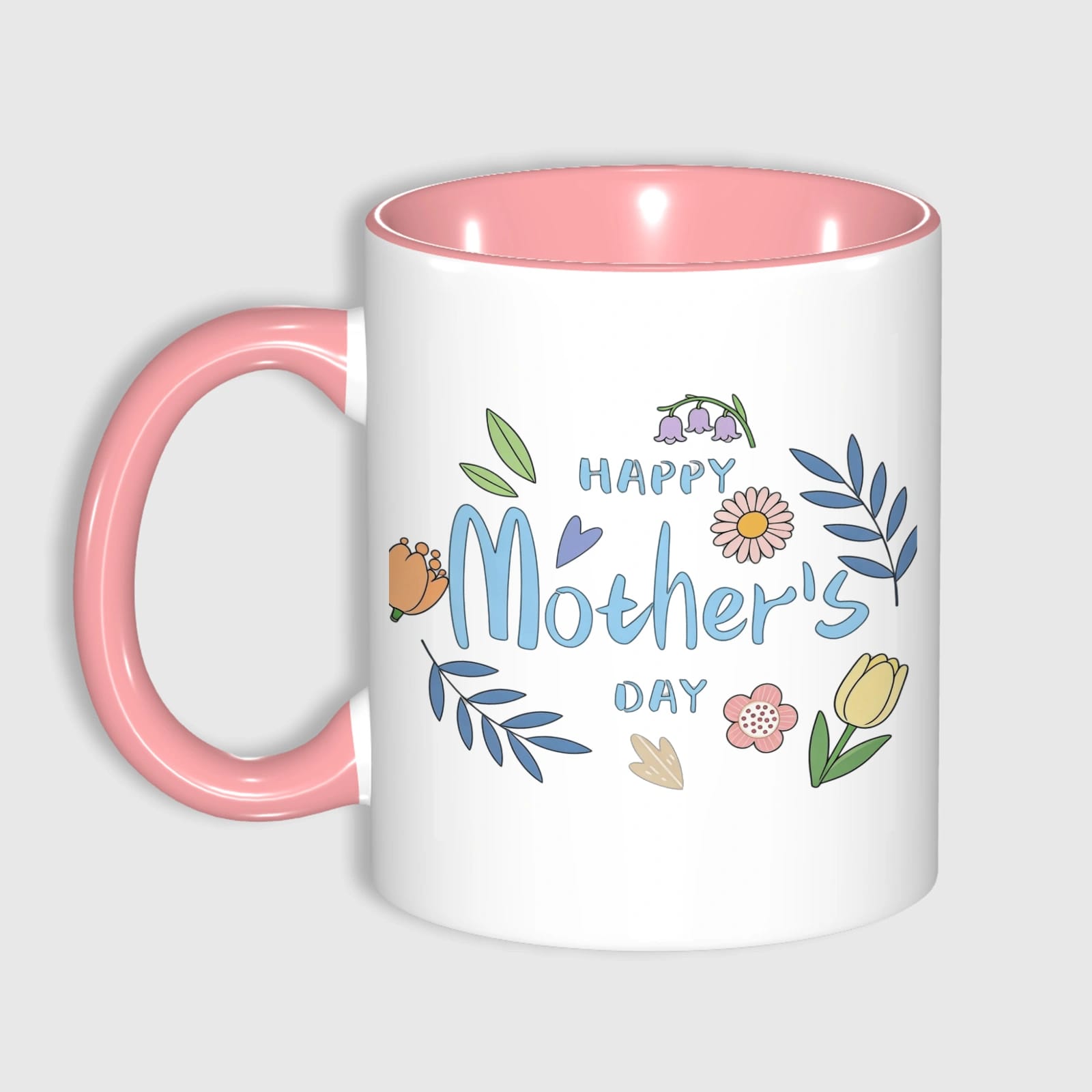 Floral Happy Mother's Day Pink Accent Mug for Mom Gift